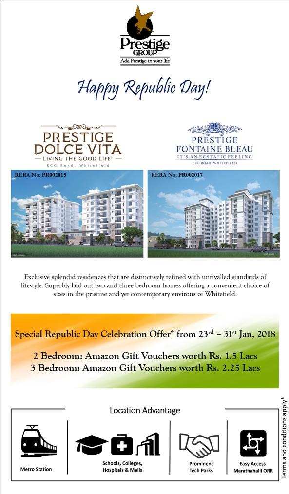 Republic Day Celebration Special Offer at Prestige homes in Bangalore Update